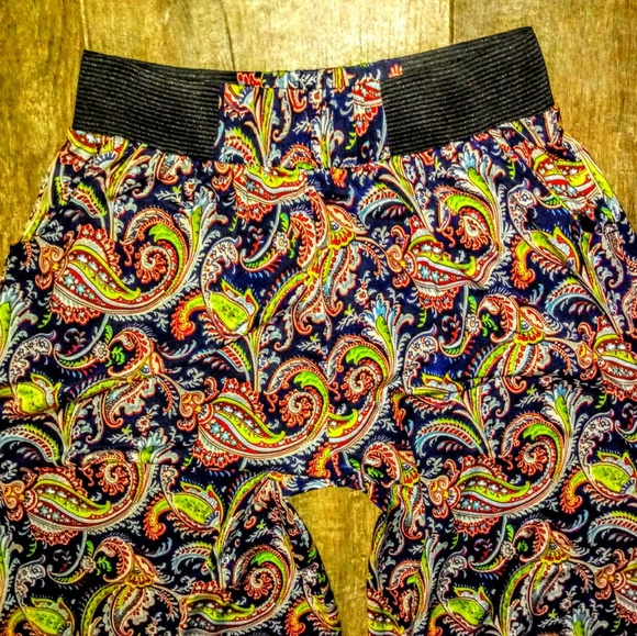 Pants One Size Full Leg Palazzo Paisley Print - Picture 8 of 10